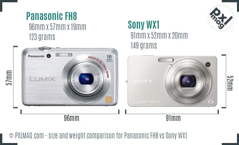Panasonic FH8 vs Sony WX1 size comparison