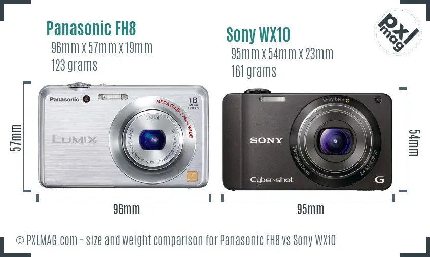 Panasonic FH8 vs Sony WX10 size comparison