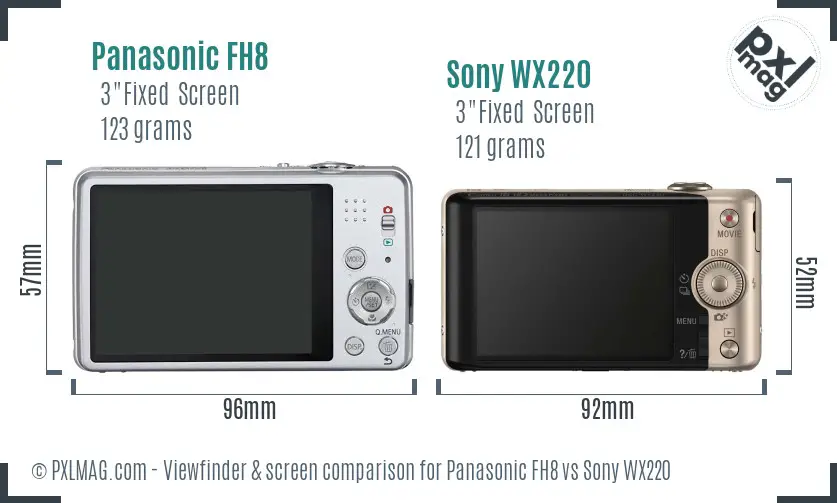 Panasonic FH8 vs Sony WX220 Screen and Viewfinder comparison
