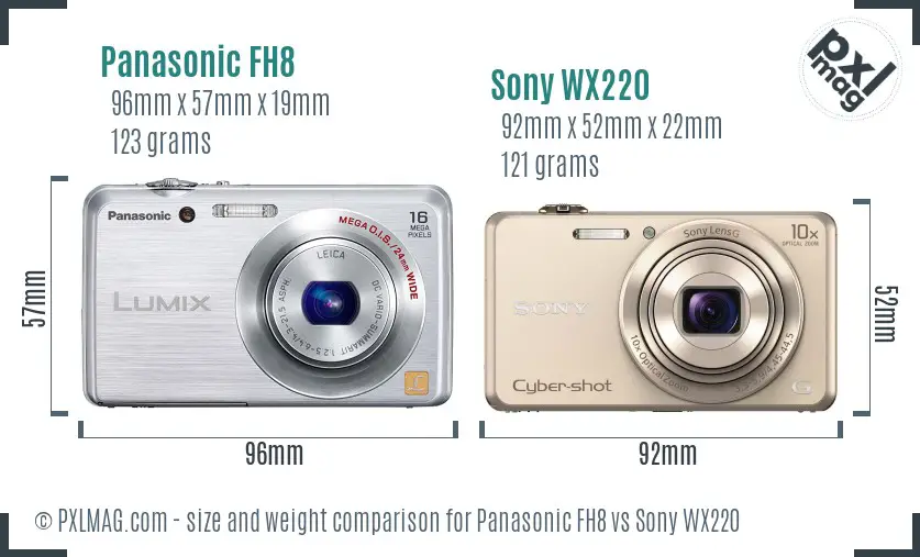 Panasonic FH8 vs Sony WX220 size comparison