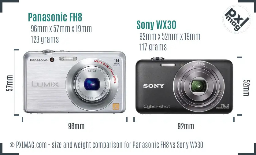 Panasonic FH8 vs Sony WX30 size comparison