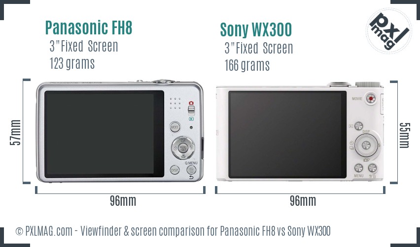 Panasonic FH8 vs Sony WX300 Screen and Viewfinder comparison