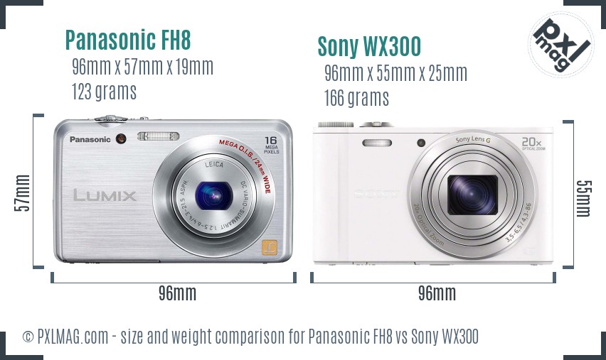 Panasonic FH8 vs Sony WX300 size comparison