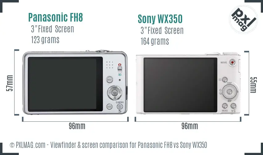 Panasonic FH8 vs Sony WX350 Screen and Viewfinder comparison