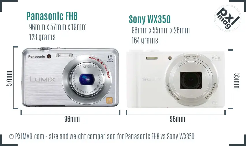 Panasonic FH8 vs Sony WX350 size comparison
