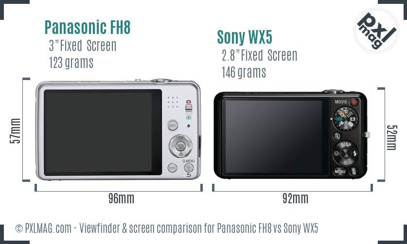 Panasonic FH8 vs Sony WX5 Screen and Viewfinder comparison