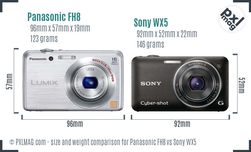 Panasonic FH8 vs Sony WX5 size comparison