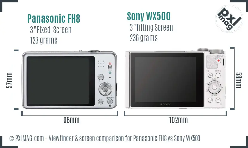 Panasonic FH8 vs Sony WX500 Screen and Viewfinder comparison
