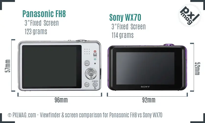 Panasonic FH8 vs Sony WX70 Screen and Viewfinder comparison