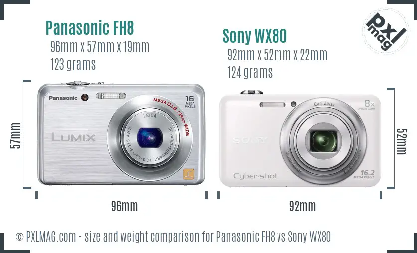 Panasonic FH8 vs Sony WX80 size comparison