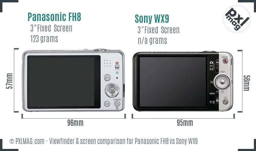 Panasonic FH8 vs Sony WX9 Screen and Viewfinder comparison Panasonic FH8 vs Sony WX9 Screen and Viewfinder comparison