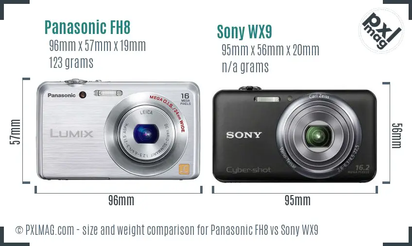 Panasonic FH8 vs Sony WX9 size comparison Panasonic FH8 vs Sony WX9 size comparison