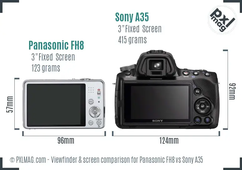 Panasonic FH8 vs Sony A35 Screen and Viewfinder comparison
