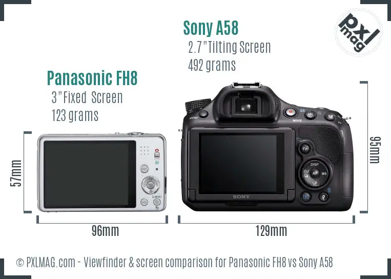 Panasonic FH8 vs Sony A58 Screen and Viewfinder comparison