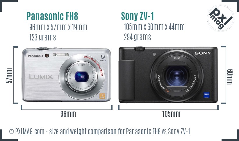 Panasonic FH8 vs Sony ZV-1 size comparison