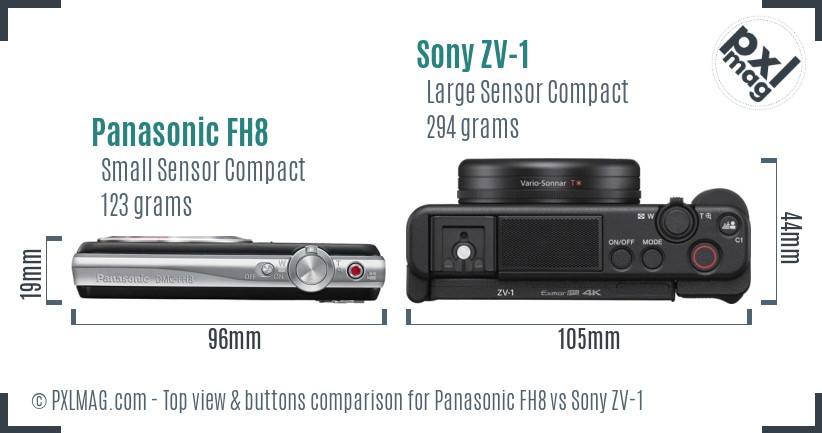 Panasonic FH8 vs Sony ZV-1 top view buttons comparison