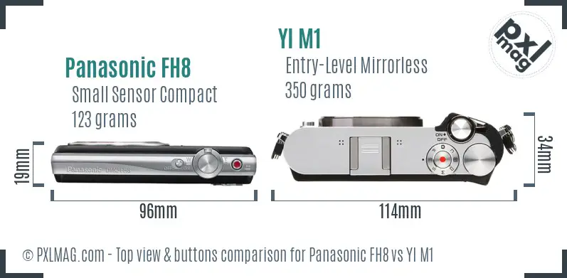 Panasonic FH8 vs YI M1 top view buttons comparison