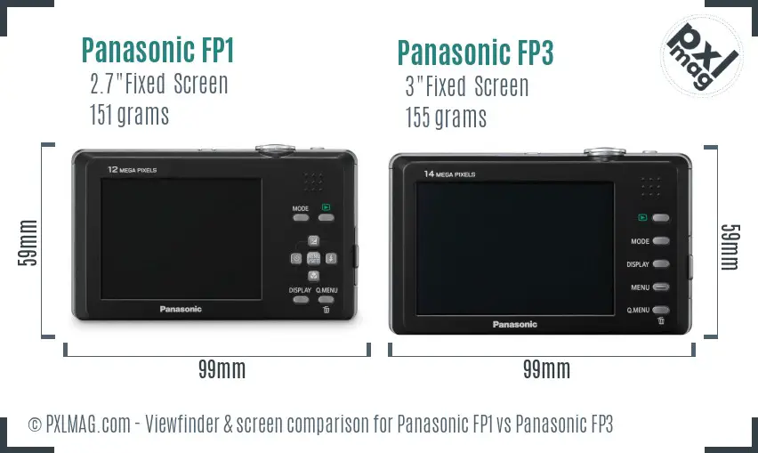 Panasonic FP1 vs Panasonic FP3 Screen and Viewfinder comparison