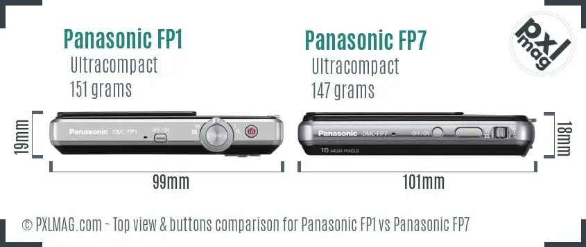 Panasonic FP1 vs Panasonic FP7 top view buttons comparison
