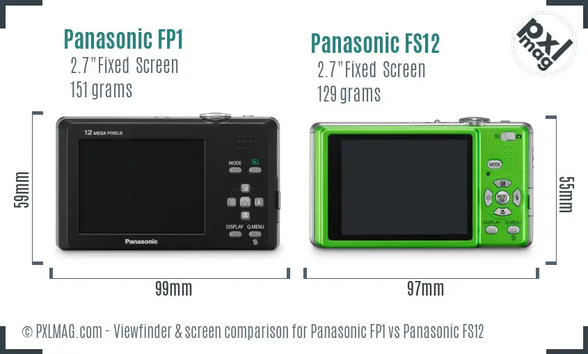 Panasonic FP1 vs Panasonic FS12 Screen and Viewfinder comparison