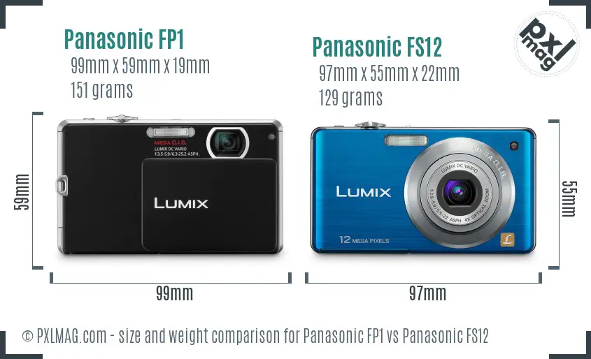 Panasonic FP1 vs Panasonic FS12 size comparison