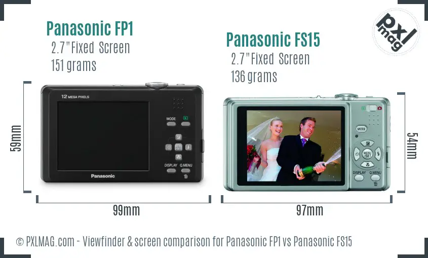 Panasonic FP1 vs Panasonic FS15 Screen and Viewfinder comparison