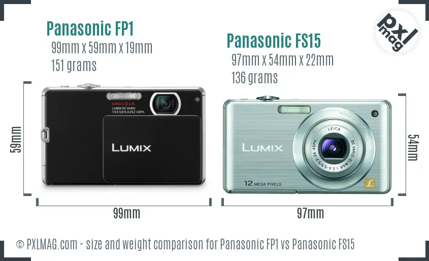 Panasonic FP1 vs Panasonic FS15 size comparison