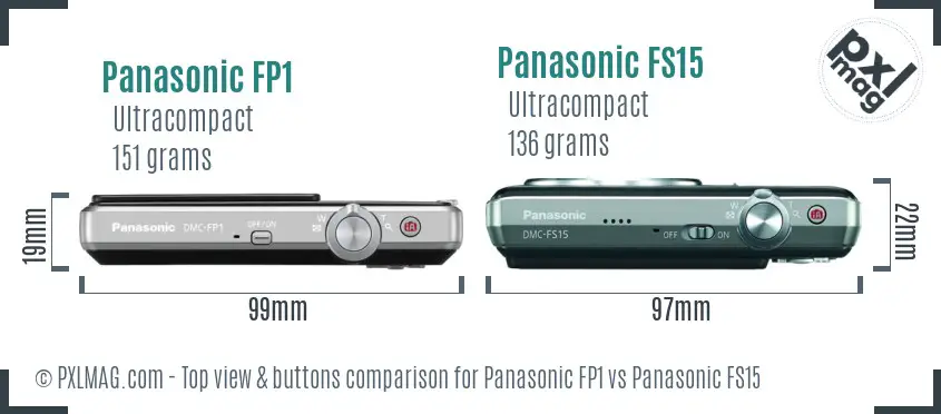 Panasonic FP1 vs Panasonic FS15 top view buttons comparison