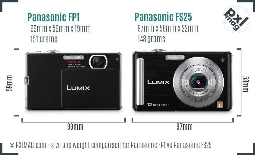 Panasonic FP1 vs Panasonic FS25 size comparison