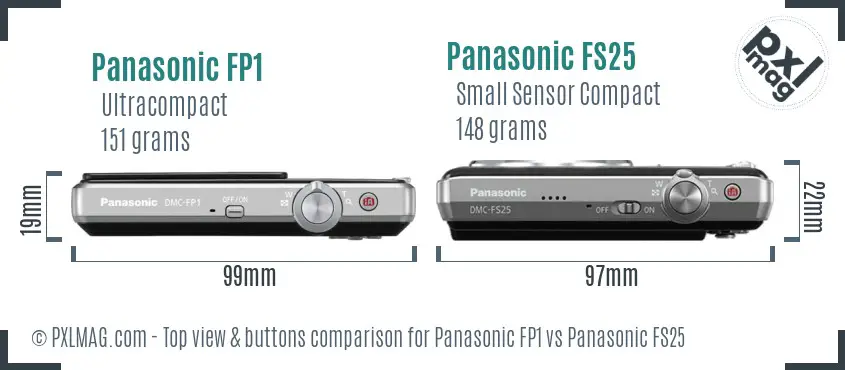 Panasonic FP1 vs Panasonic FS25 top view buttons comparison