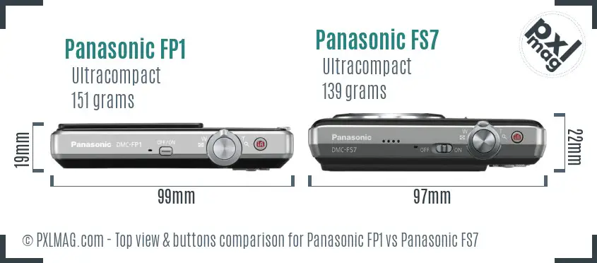 Panasonic FP1 vs Panasonic FS7 top view buttons comparison
