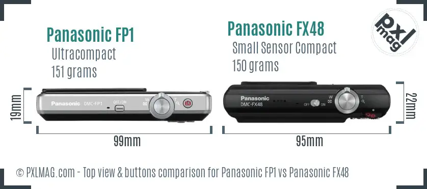 Panasonic FP1 vs Panasonic FX48 top view buttons comparison Panasonic FP1 vs Panasonic FX48 top view buttons comparison