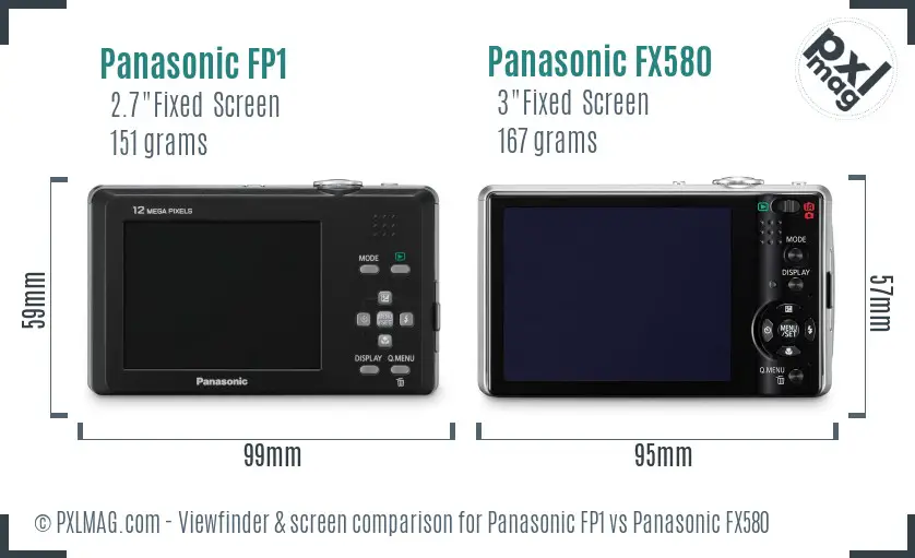 Panasonic FP1 vs Panasonic FX580 Screen and Viewfinder comparison