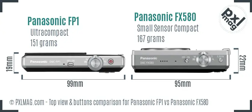 Panasonic FP1 vs Panasonic FX580 top view buttons comparison