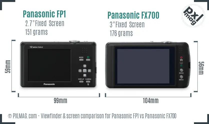 Panasonic FP1 vs Panasonic FX700 Screen and Viewfinder comparison