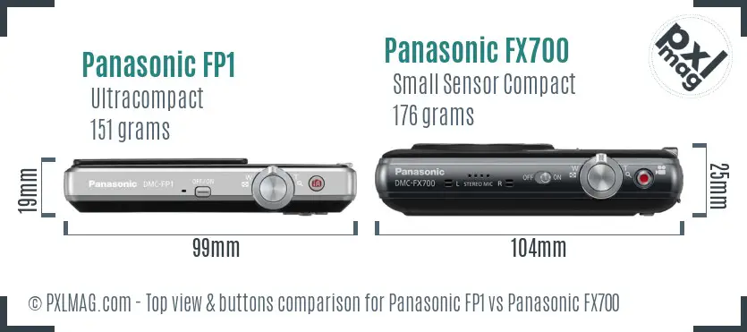 Panasonic FP1 vs Panasonic FX700 top view buttons comparison