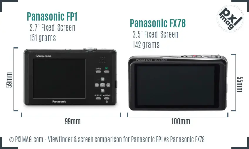 Panasonic FP1 vs Panasonic FX78 Screen and Viewfinder comparison