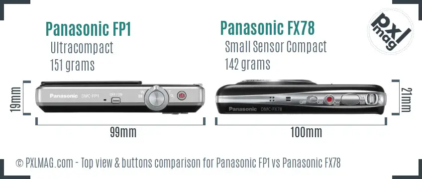 Panasonic FP1 vs Panasonic FX78 top view buttons comparison