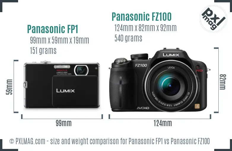 Panasonic FP1 vs Panasonic FZ100 size comparison