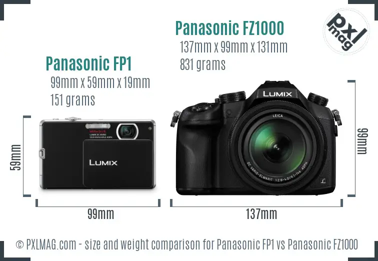 Panasonic FP1 vs Panasonic FZ1000 size comparison