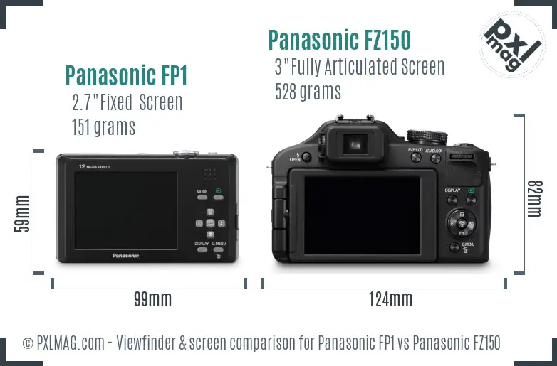 Panasonic FP1 vs Panasonic FZ150 Screen and Viewfinder comparison