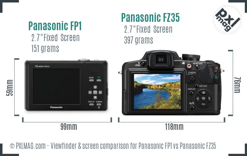 Panasonic FP1 vs Panasonic FZ35 Screen and Viewfinder comparison