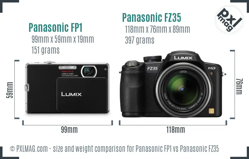 Panasonic FP1 vs Panasonic FZ35 size comparison