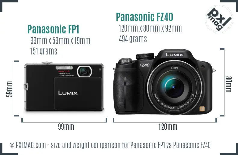 Panasonic FP1 vs Panasonic FZ40 size comparison