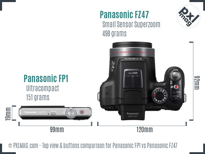 Panasonic FP1 vs Panasonic FZ47 top view buttons comparison