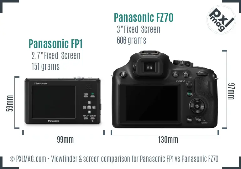 Panasonic FP1 vs Panasonic FZ70 Screen and Viewfinder comparison