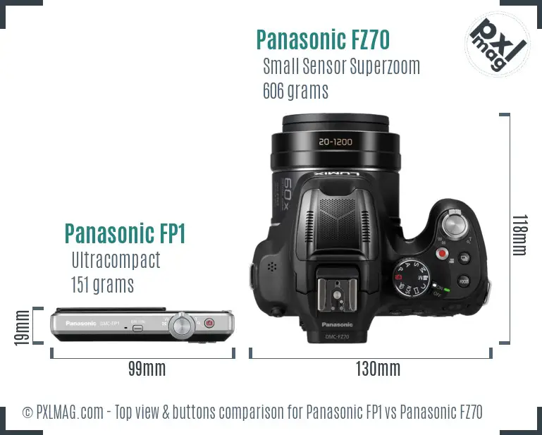 Panasonic FP1 vs Panasonic FZ70 top view buttons comparison