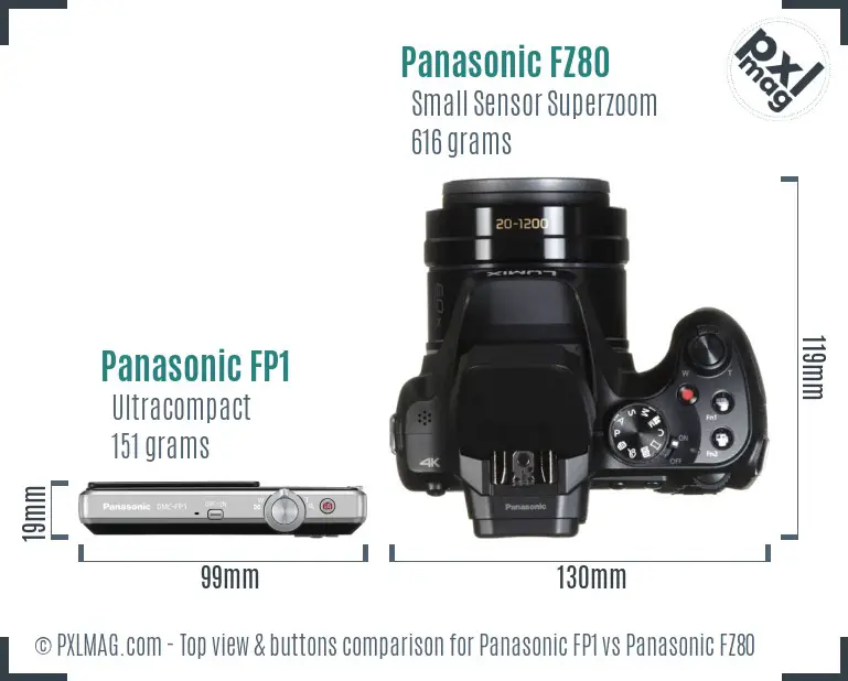 Panasonic FP1 vs Panasonic FZ80 top view buttons comparison