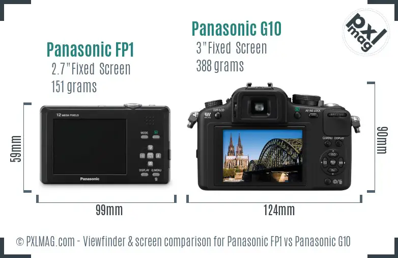 Panasonic FP1 vs Panasonic G10 Screen and Viewfinder comparison