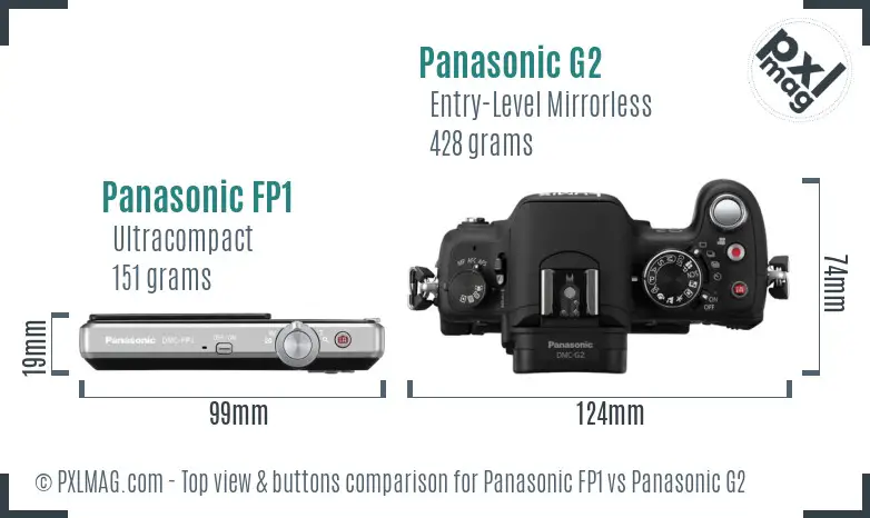 Panasonic FP1 vs Panasonic G2 top view buttons comparison